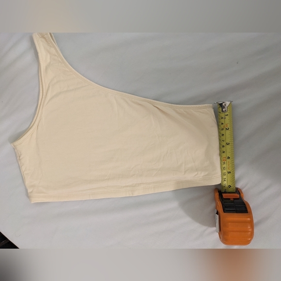 Cream One  Shoulder Crop Top - Picture 5 of 6